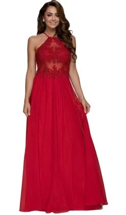 Formal Gowns Nox Anabel - G096 Beaded Lace Halter Chiffon A-line Dress 14 Formal Gowns Nox Anabel - G096 Beaded Lace Halter Chiffon A-line Dress