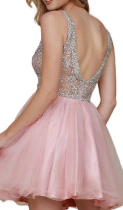 Prom Dresses Nox Anabel - G637 Bejeweled Plunging V-neck Ruffled A-line Dress