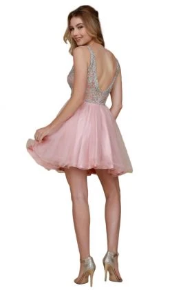 Prom Dresses Nox Anabel - G637 Bejeweled Plunging V-neck Ruffled A-line Dress