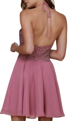 Nox Anabel - G657 Applique Halter Neck A-line Dress