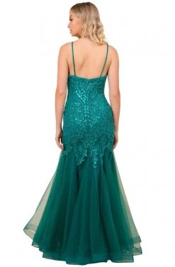 Nox Anabel - H402 Spaghetti Strap Beaded Trumpet Gown