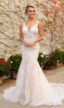Formal Gowns Nox Anabel - H493 V Neck Open Back Wedding Dress