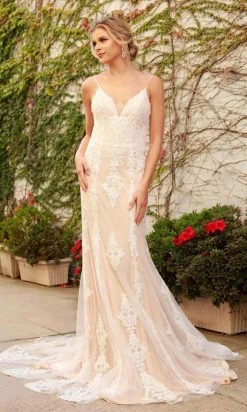 Nox Anabel - H494 Spaghetti Strapped Embroidered Gown Formal Gowns
