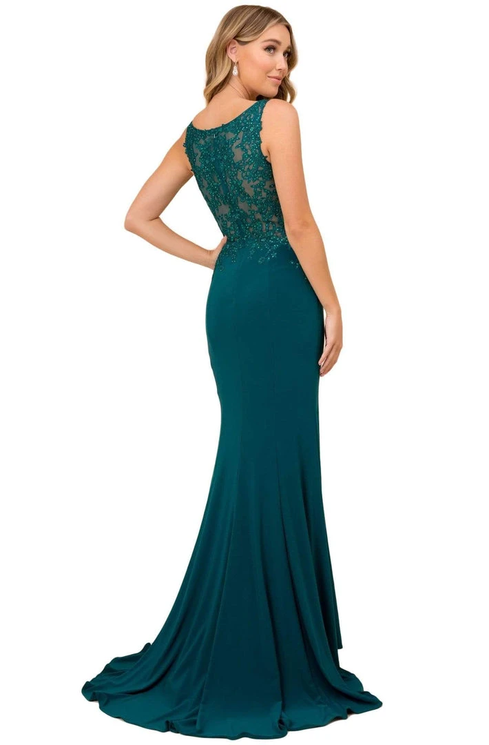 Nox Anabel - J326 Lace Appliqued Illusion Bodice Mermaid Gown Formal Gowns 4 Nox Anabel - J326 Lace Appliqued Illusion Bodice Mermaid Gown Formal Gowns