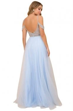 Formal Gowns Nox Anabel - L342 Bejeweled Bodice Cold Shoulder Long Gown