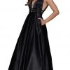 Formal Gowns Nox Anabel - M130 V Neck Triple Waistband Sleeveless Satin Gown 1 Formal Gowns Nox Anabel - M130 V Neck Triple Waistband Sleeveless Satin Gown