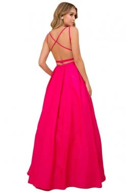 Formal Gowns Nox Anabel - M412 Pleated Plunging Bodice A-Line Dress