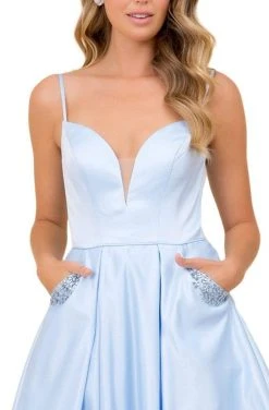 Nox Anabel - N308 Sleeveless Satin A-Line Dress With Beaded Pockets 13 Nox Anabel - N308 Sleeveless Satin A-Line Dress With Beaded Pockets