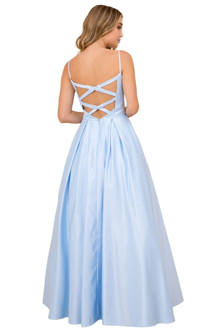 Nox Anabel - N308 Sleeveless Satin A-Line Dress With Beaded Pockets 4 Nox Anabel - N308 Sleeveless Satin A-Line Dress With Beaded Pockets