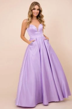 Nox Anabel - N308 Sleeveless Satin A-Line Dress With Beaded Pockets 16 Nox Anabel - N308 Sleeveless Satin A-Line Dress With Beaded Pockets