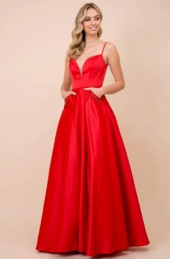 Nox Anabel - N308 Sleeveless Satin A-Line Dress With Beaded Pockets 18 Nox Anabel - N308 Sleeveless Satin A-Line Dress With Beaded Pockets