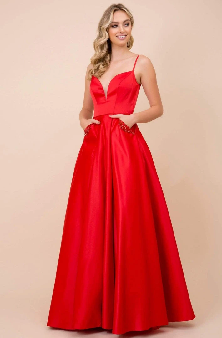 Nox Anabel - N308 Sleeveless Satin A-Line Dress With Beaded Pockets 10 Nox Anabel - N308 Sleeveless Satin A-Line Dress With Beaded Pockets