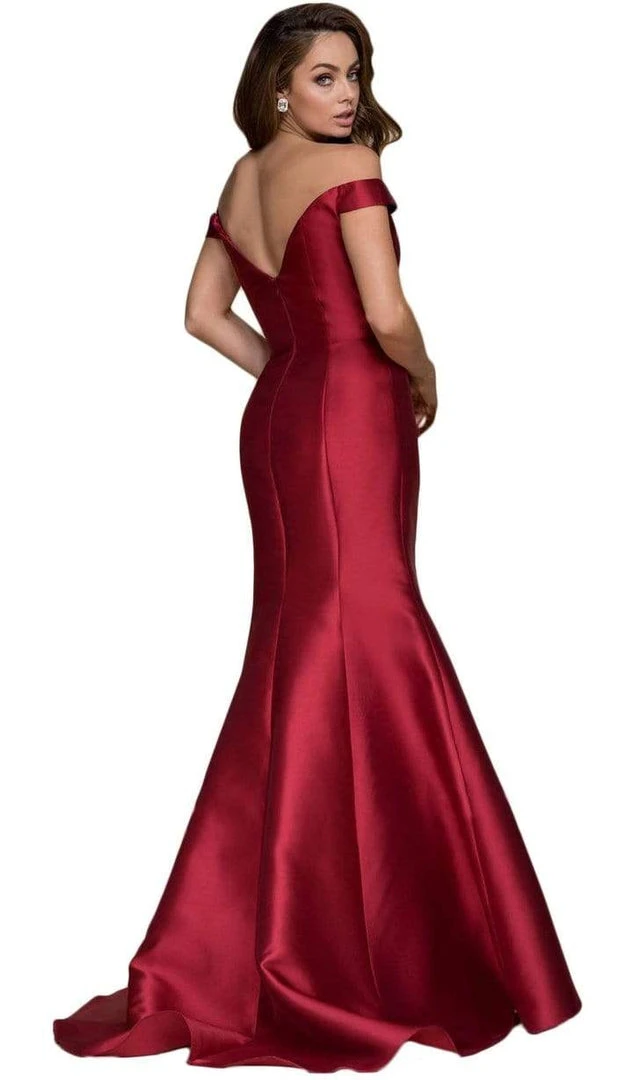 Formal Gowns Nox Anabel Plunge Detailed Off Shoulder Mikado Trumpet Gown C004 - 1 Pc Burgundy In Size XL Available 5 Formal Gowns Nox Anabel Plunge Detailed Off Shoulder Mikado Trumpet Gown C004 - 1 Pc Burgundy In Size XL Available