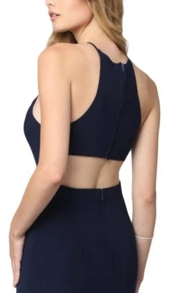 Nox Anabel - Q131 High Halter Georgette Mermaid Gown With Slit Formal Gowns