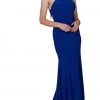 Nox Anabel - Q131 High Halter Georgette Mermaid Gown With Slit Formal Gowns