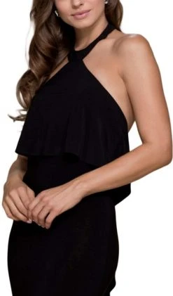 Nox Anabel - Q132 Halter Neck Trumpet Dress With Sweep Train