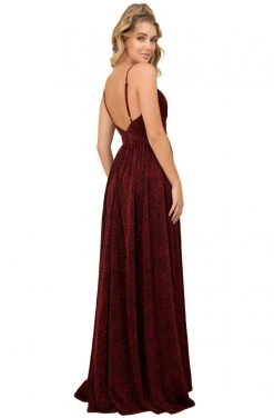 Formal Gowns Nox Anabel - R356 V Neck Animal Printed High Slit A-Line Evening Gown