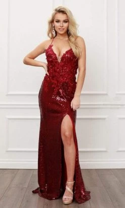 Formal Gowns Nox Anabel - R429 Floral Strappy Back Sheath Dress