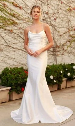 Formal Gowns Nox Anabel - R472 Cowl Neck Plain White Dress