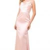 Nox Anabel - Sleeveless Cowl Neckline Sheath Satin Gown C302 - 1 Pc Blush In Size 4 Available Formal Gowns
