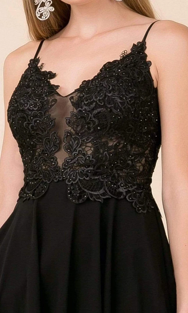 Nox Anabel - Spaghetti Strap Beaded Lace A-line Dress A660 - 1 Pc Black In Size 2XL Available 5 Nox Anabel - Spaghetti Strap Beaded Lace A-line Dress A660 - 1 Pc Black In Size 2XL Available