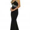 Nox Anabel - T253 Metallic Stripped Illusion Cutout Back Gown Formal Gowns