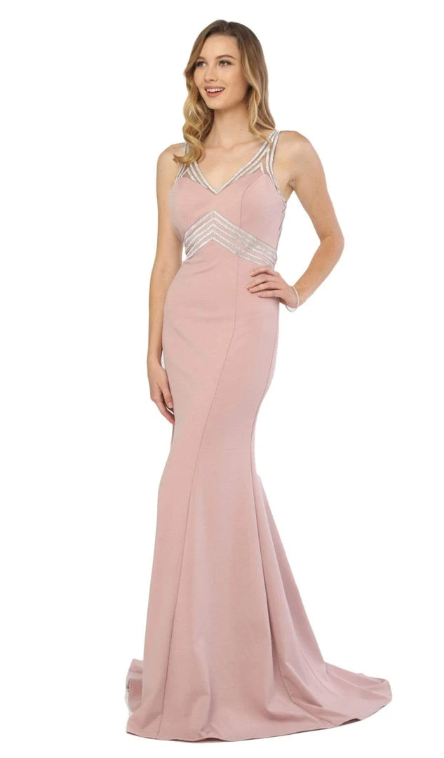Nox Anabel - T253 Metallic Stripped Illusion Cutout Back Gown Formal Gowns 8 Nox Anabel - T253 Metallic Stripped Illusion Cutout Back Gown Formal Gowns