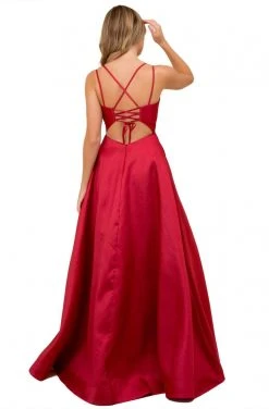 Nox Anabel - T406 Strappy Open Back Sleeveless Satin A-Line Gown Formal Gowns 13 Nox Anabel - T406 Strappy Open Back Sleeveless Satin A-Line Gown Formal Gowns