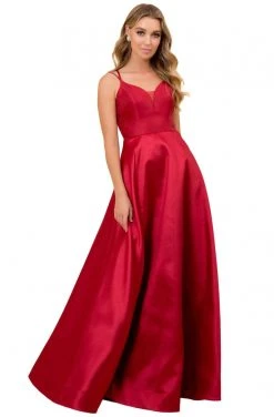 Nox Anabel - T406 Strappy Open Back Sleeveless Satin A-Line Gown Formal Gowns 12 Nox Anabel - T406 Strappy Open Back Sleeveless Satin A-Line Gown Formal Gowns
