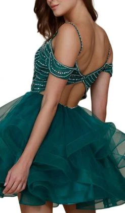 Nox Anabel - T668 Beaded Tiered A-Line Cocktail Dress