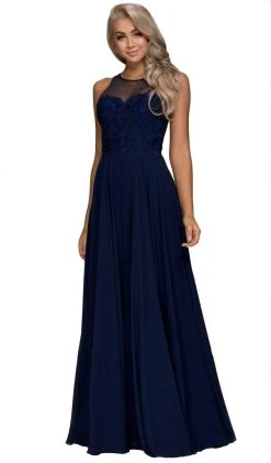 Formal Gowns Nox Anabel - Y009 Jeweled Lace Bodice Chiffon A-Line Evening Gown