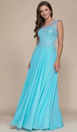 Formal Gowns Nox Anabel - Y100 Gilded Illusion Scoop Chiffon A-line Dress