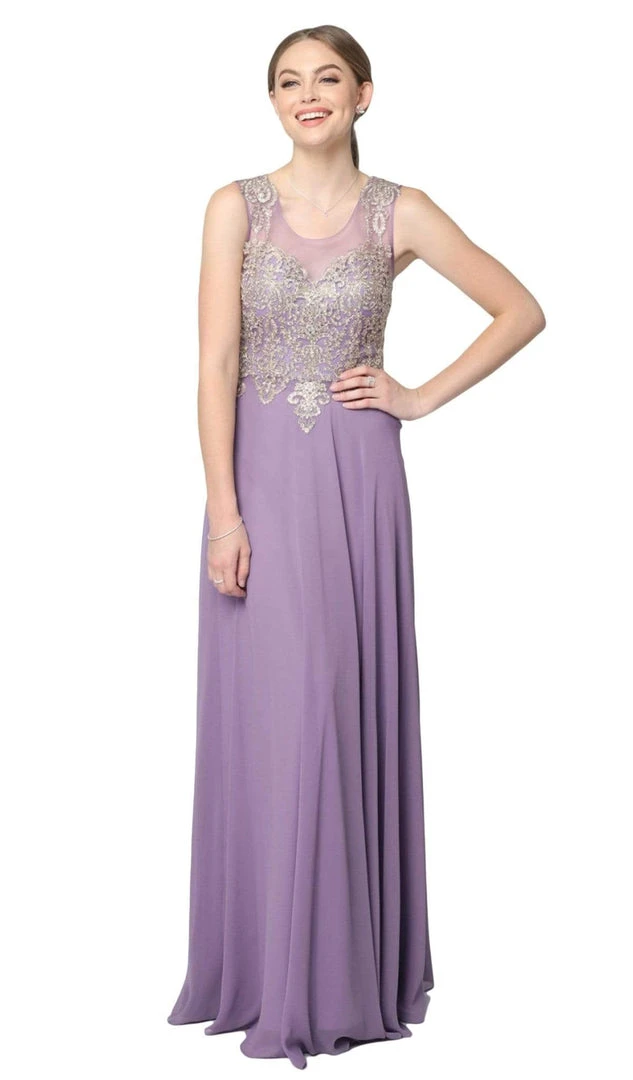 Nox Anabel - Y100P Gilded Scoop Chiffon A-line Dress 6 Nox Anabel - Y100P Gilded Scoop Chiffon A-line Dress