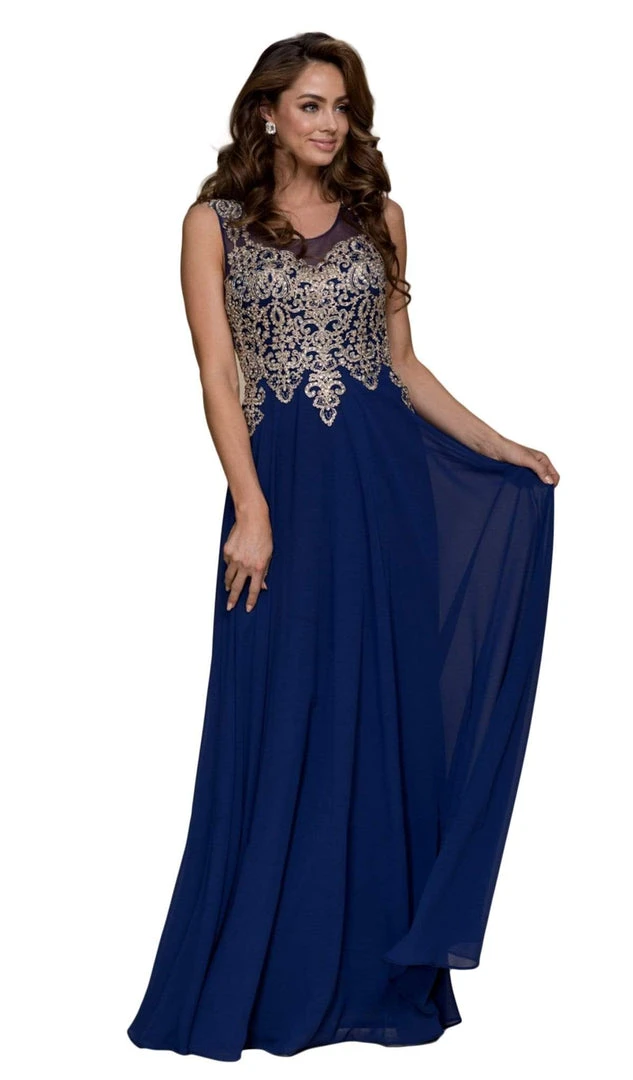 Nox Anabel - Y100P Gilded Scoop Chiffon A-line Dress 7 Nox Anabel - Y100P Gilded Scoop Chiffon A-line Dress