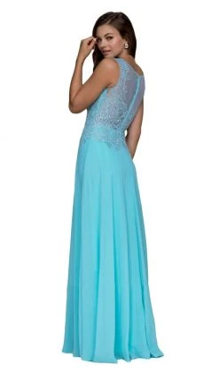 Nox Anabel - Y100P Gilded Scoop Chiffon A-line Dress 9 Nox Anabel - Y100P Gilded Scoop Chiffon A-line Dress