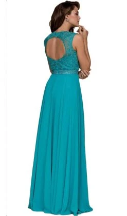 Formal Gowns Nox Anabel - Y101 Sleeveless Illusion Jewel Ornate Lace Gown