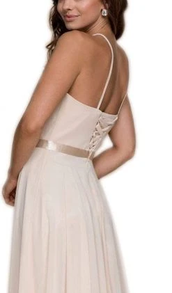 Nox Anabel - Y102 Halter Strap Lace Up Chiffon Evening Gown
