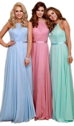 Nox Anabel - Y102 Halter Strap Lace Up Chiffon Evening Gown