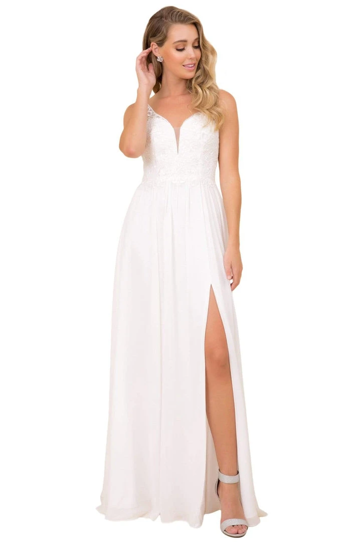 Nox Anabel - Y299 Sleeveless Beaded Lace Applique Bodice A-Line Gown 6 Nox Anabel - Y299 Sleeveless Beaded Lace Applique Bodice A-Line Gown