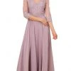 Formal Gowns Nox Anabel - Y532 Appliqued Illusion V-Neck Chiffon Dress