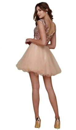 Prom Dresses Nox Anabel - Y645 Sequined Bateau Ruffled A-line Dress