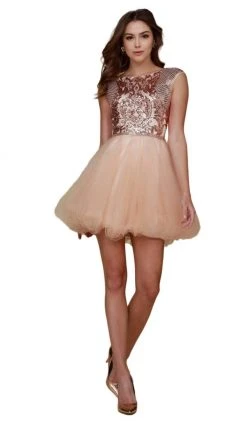 Prom Dresses Nox Anabel - Y645 Sequined Bateau Ruffled A-line Dress