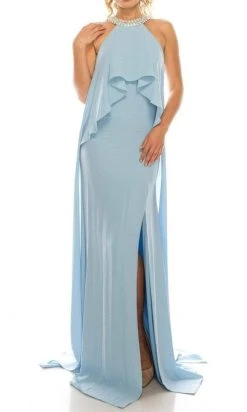 Formal Gowns Odrella - 1088 Embellished Halter Neck Flounce Bodice Gown With Slit