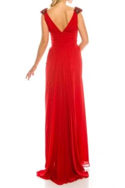 Odrella - 1301 Bead Appliqued Draped Sheath Gown Formal Gowns