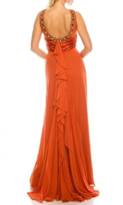Odrella - 1698 Gathered Embellished Halter Crepe Chiffon Evening Dress 26 Odrella - 1698 Gathered Embellished Halter Crepe Chiffon Evening Dress