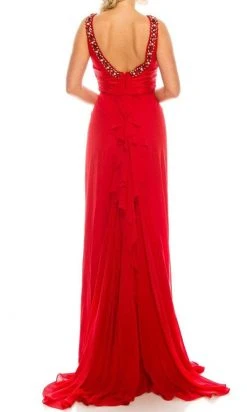 Odrella - 1698 Gathered Embellished Halter Crepe Chiffon Evening Dress 20 Odrella - 1698 Gathered Embellished Halter Crepe Chiffon Evening Dress