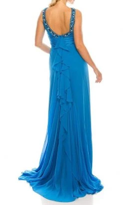 Odrella - 1698 Gathered Embellished Halter Crepe Chiffon Evening Dress 23 Odrella - 1698 Gathered Embellished Halter Crepe Chiffon Evening Dress