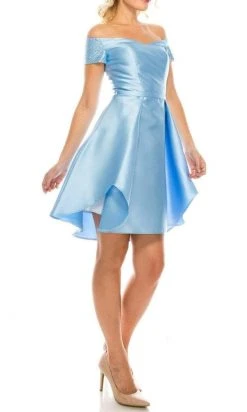 Cocktail Dresses Odrella - 4503 Beaded Off Shoulder Short Sleeves A-Line Cocktail Dress 16 Cocktail Dresses Odrella - 4503 Beaded Off Shoulder Short Sleeves A-Line Cocktail Dress