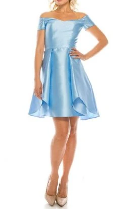 Cocktail Dresses Odrella - 4503 Beaded Off Shoulder Short Sleeves A-Line Cocktail Dress 17 Cocktail Dresses Odrella - 4503 Beaded Off Shoulder Short Sleeves A-Line Cocktail Dress