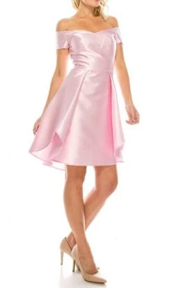 Cocktail Dresses Odrella - 4503 Beaded Off Shoulder Short Sleeves A-Line Cocktail Dress 12 Cocktail Dresses Odrella - 4503 Beaded Off Shoulder Short Sleeves A-Line Cocktail Dress